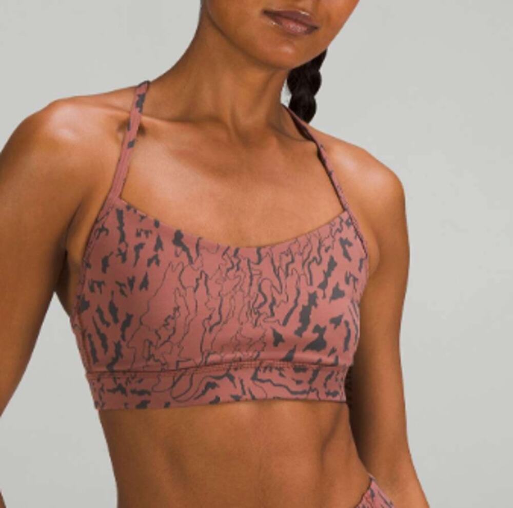 Lululemon Flow Y Nulu Bra Light Support Size 6 Ancient Copper Camo Jacquard